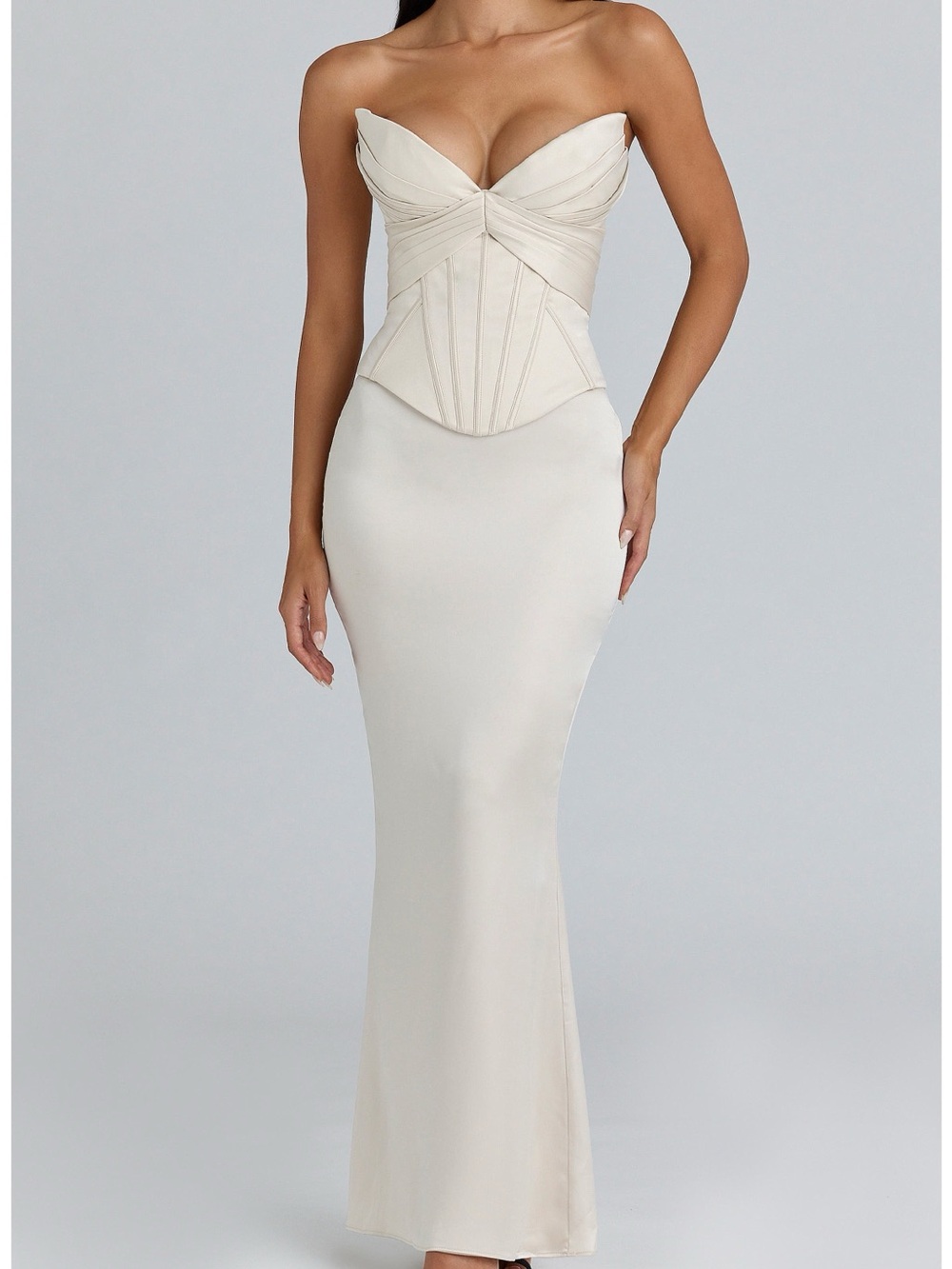House of CB | Eve Satin Strapless Corset Gown Size S
